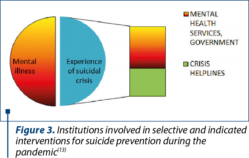 Figure 3. Institutions involved in selective and indicated interventions for suicide prevention during the pandemic(13)