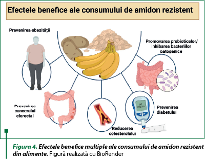 Figura 4. Efectele benefice multiple ale consumului de amidon rezistent din alimente. Figură realizată cu BioRender