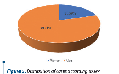 Figure 5. Distribution of cases according to sex