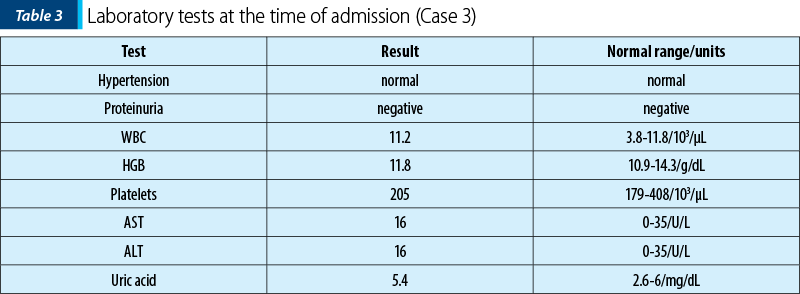 Table 3 Laboratory tests at the time of admission (Case 3)
