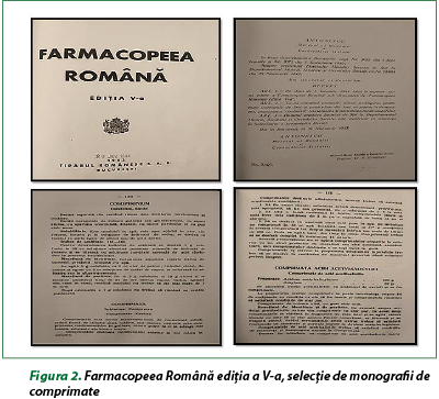 Figura 2. Farmacopeea Română ediţia a V-a, selecţie de monografii de comprimate