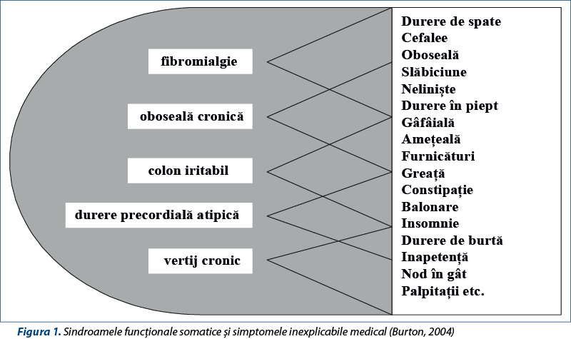 Figura 1. Sindroamele funcţionale somatice şi simptomele inexplicabile medical (Burton, 2004)