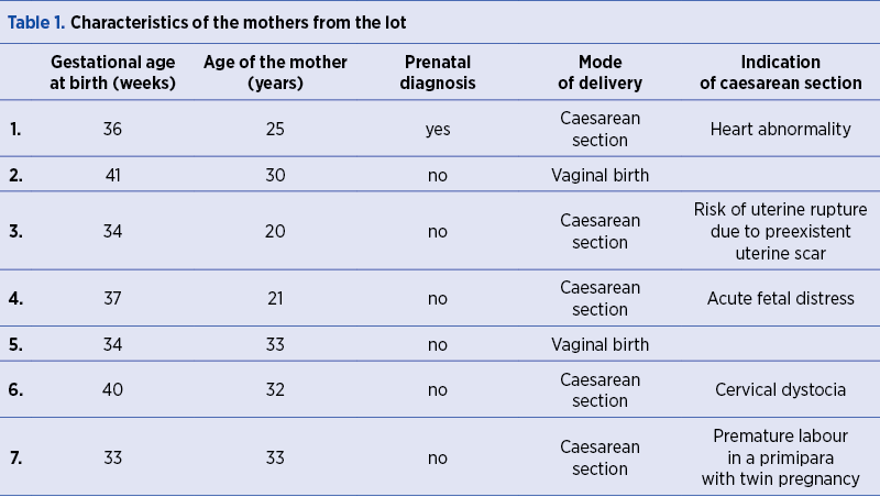 Table 1. Characteristics of the mothers from the lot